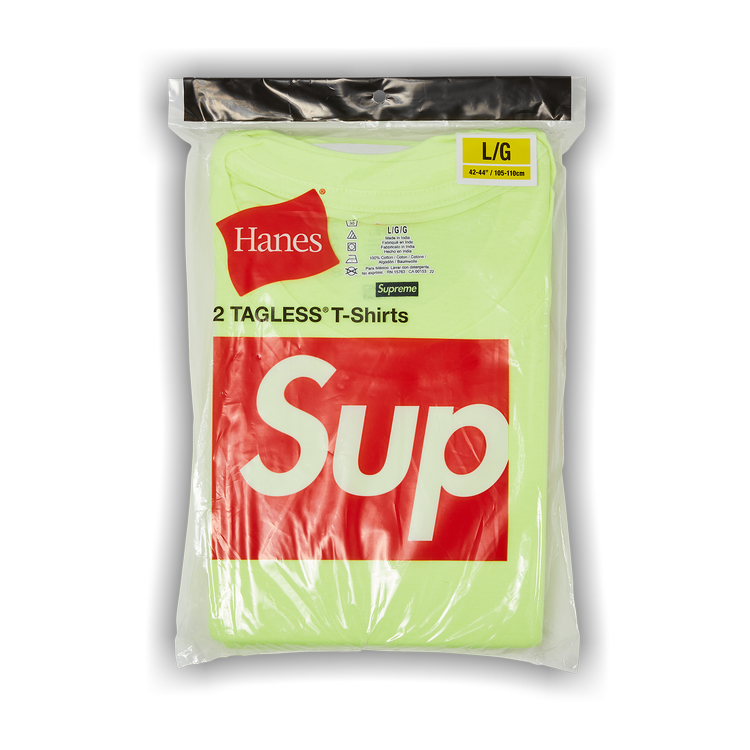 Supreme x Hanes Tagless Tees 'Fluorescent Yellow' - SS23A12 FLUORESCENT YELLOW | GOAT