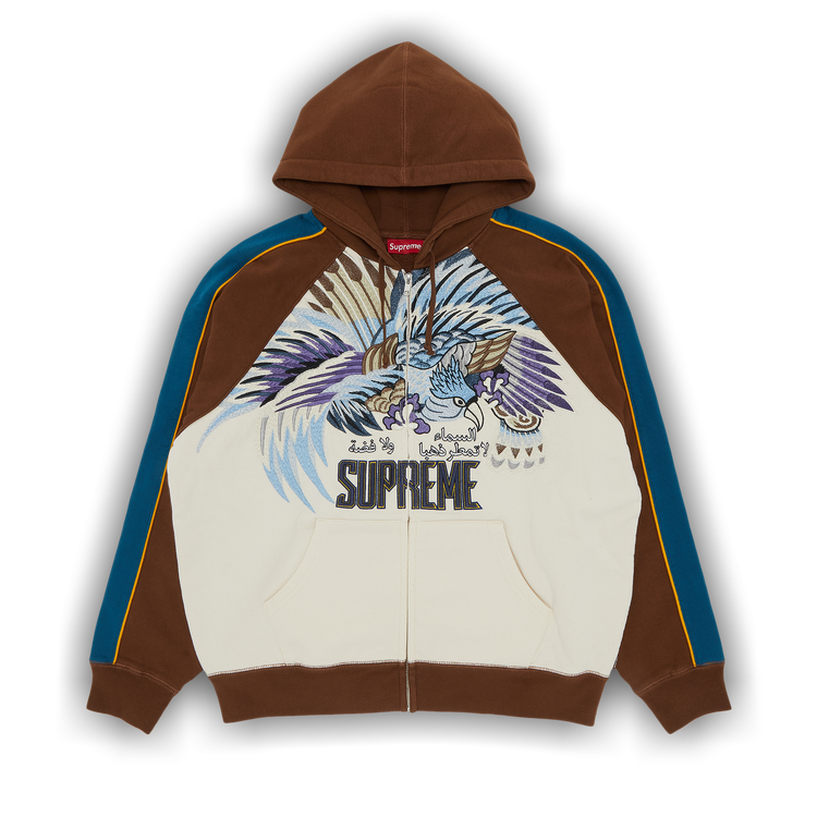 Buy Supreme Falcon Raglan Zip Up Hooded Sweatshirt 'Natural