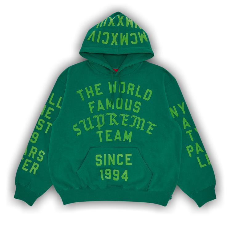 Buy Supreme Team Flocked Hooded Sweatshirt 'Green