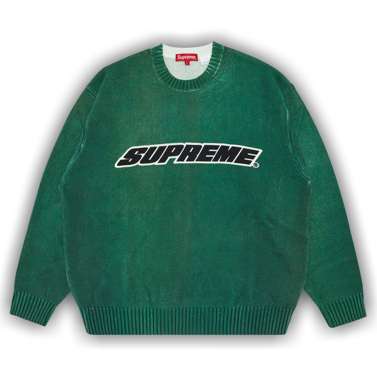 Supreme Printed Washed Sweater 'Olive'