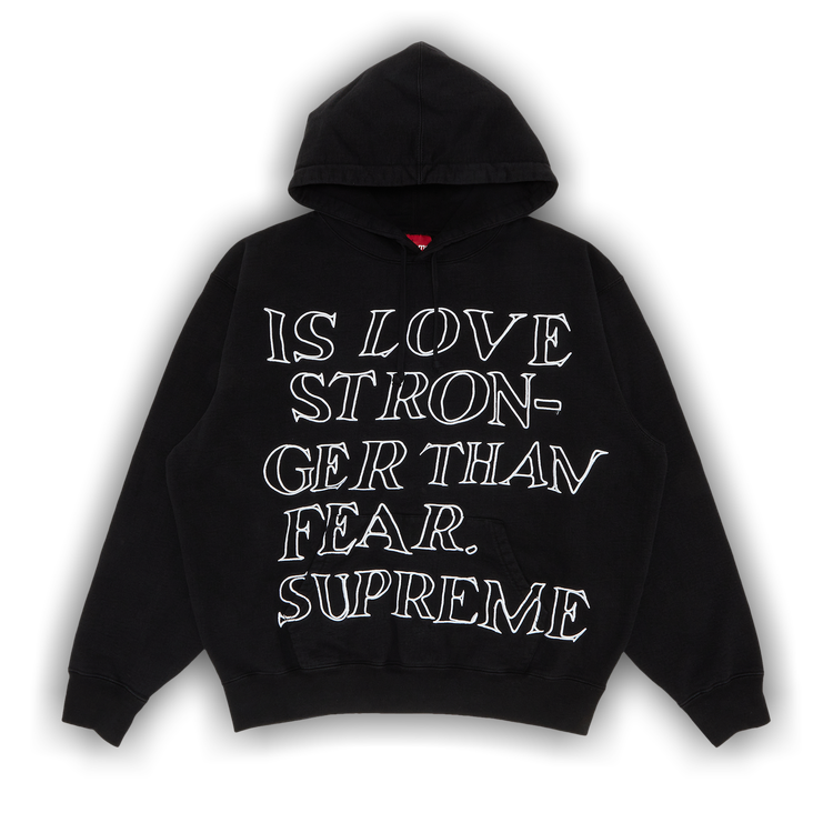 Supreme Stronger Than Fear Hooded Sweatshirt Heather GreySupreme Stronger  Than Fear Hooded Sweatshirt Heather Grey - OFour