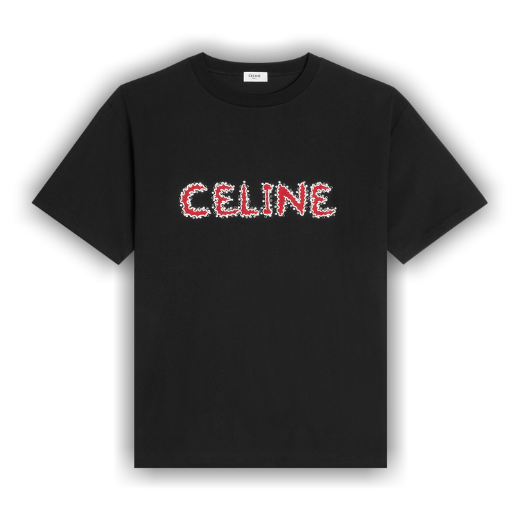 Buy CELINE Logo T-Shirt 'Black/Red' - 2X49F671Q 38BR | GOAT