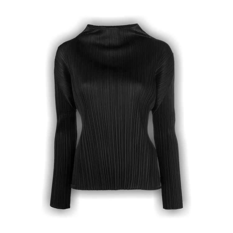 Buy Pleats Please Issey Miyake Turtleneck Long-Sleeve Top 'Black