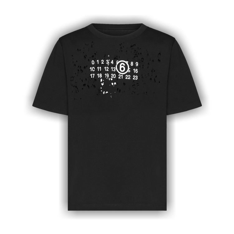 Tシャツ・カットソー MM6 Maison Margiela DESTROYED LOGO T-SHIRT MM6 Maison Margiela Off-White Zoom Long Sleeve T-Shirt MM6