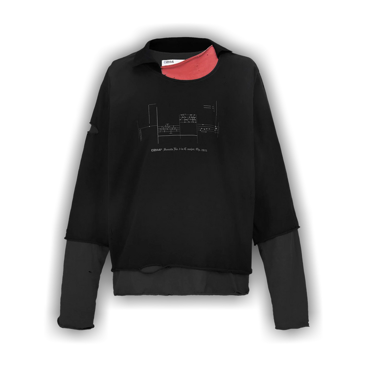 Buy C2H4 Panelled Distressed Double Layer Long-Sleeve T-Shirt 'Black' -  R003 027T BLAC | GOAT