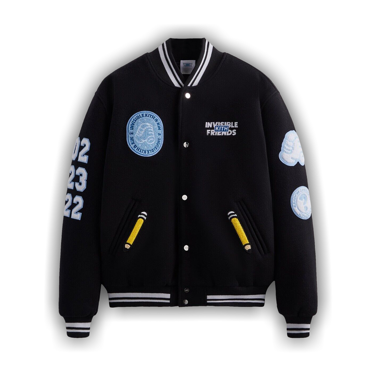 Buy Kith x Invisible Friends Manteco Wool Varsity Jacket Black