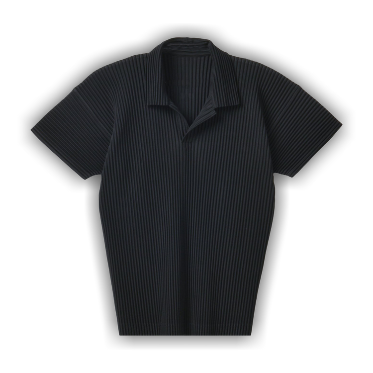 Buy Homme Plissé Issey Miyake Pleated Polo Shirt 'Black