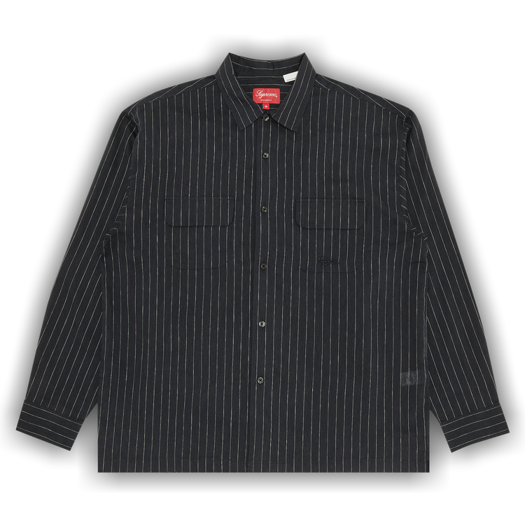 Buy Supreme Pinstripe Linen Shirt 'Navy' - SS23S39 NAVY | GOAT
