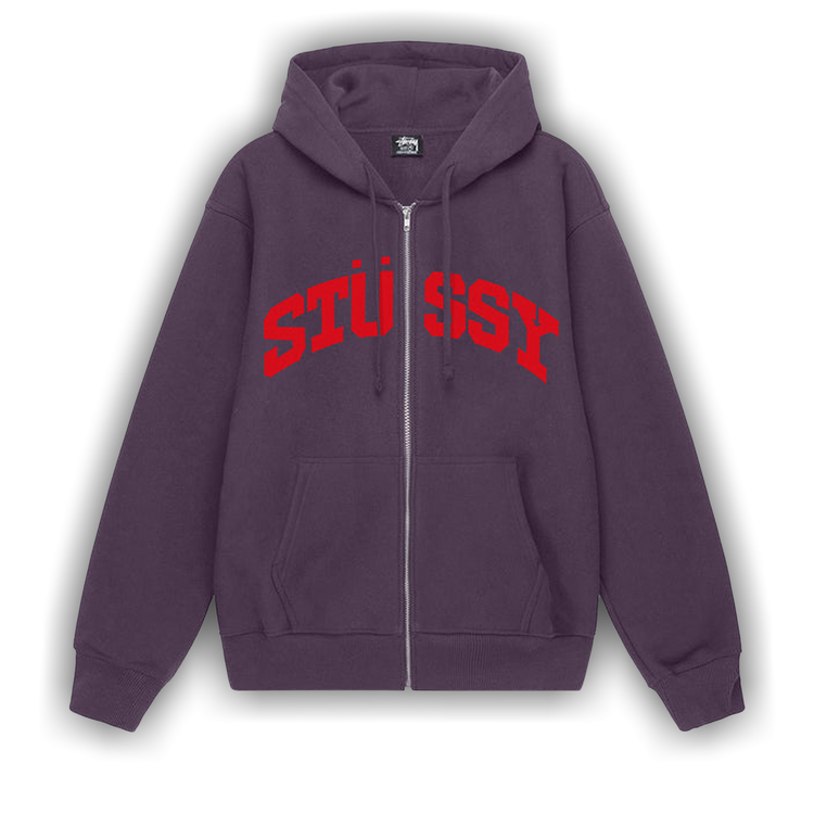 Grey stussy hoodie red writing 2025
