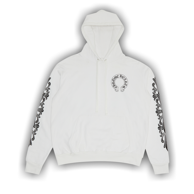 希少◆CHROME HEARTS◆HORSESHOE FLORAL PULLOVER HOODIE BLACK chrome-hearts-fkyou-horseshoe-
