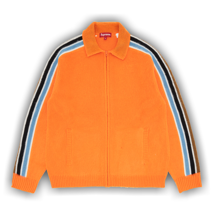 Buy Supreme Sleeve Stripe Zip Up Sweater 'Orange' - SS23SK30 