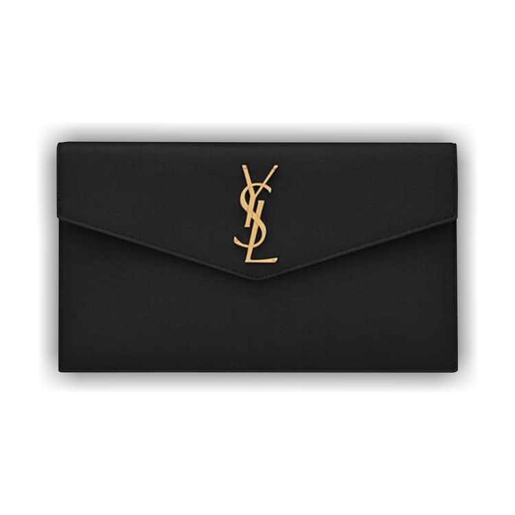【SAINT LAURENT】UPTOWN CLUTCH●5657391GF0J1000 Uptown patent leather clutch in black - Saint Laurent