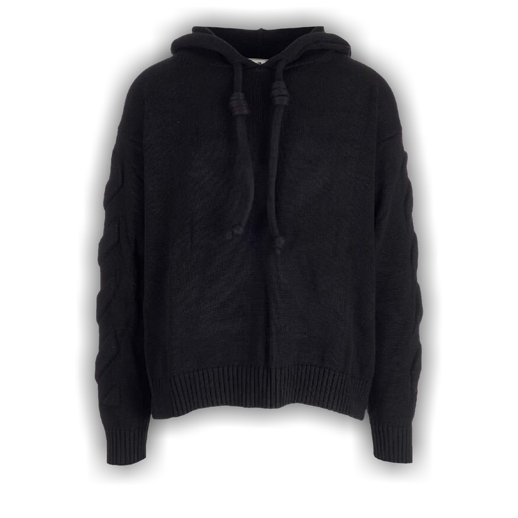 Buy Off White 3D Diagonal Knit Hoodie Black OMHU002S23KNI0011010 GOAT