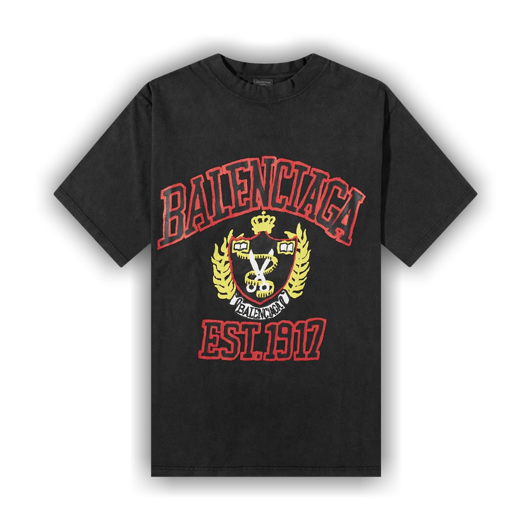 BALENCIAGA COLLEGE LOGO PRINT Tシャツ23SS Balenciaga Men's College T-Shirt in Dirty White Balenciaga