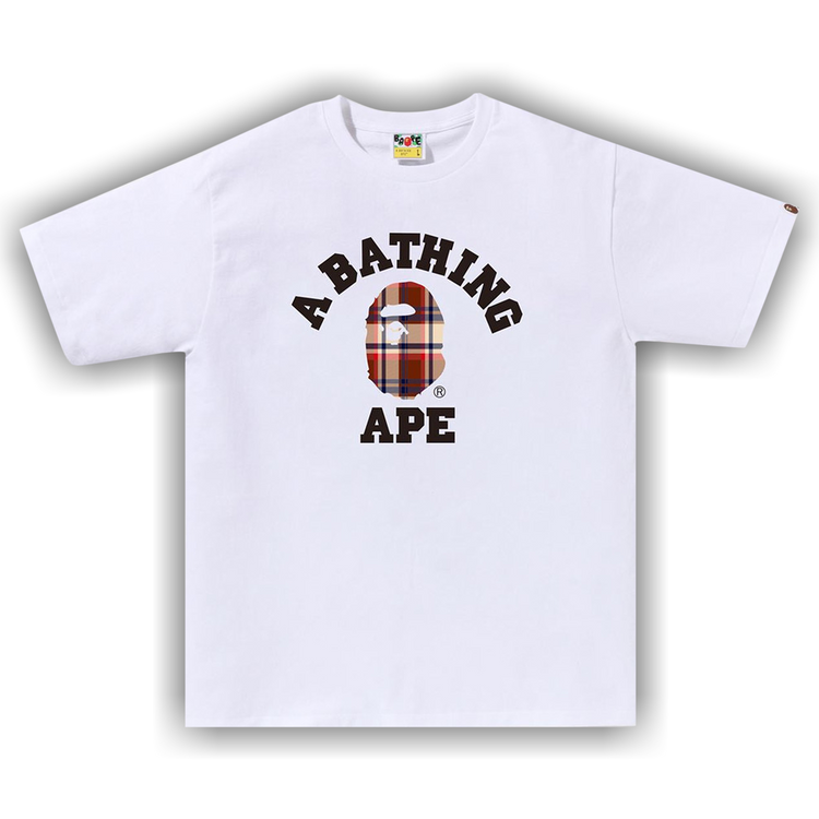 大特価放出！ 1J30 - 'White/Red' Tee College Check BAPE Buy 110 WHITE 034 トップス