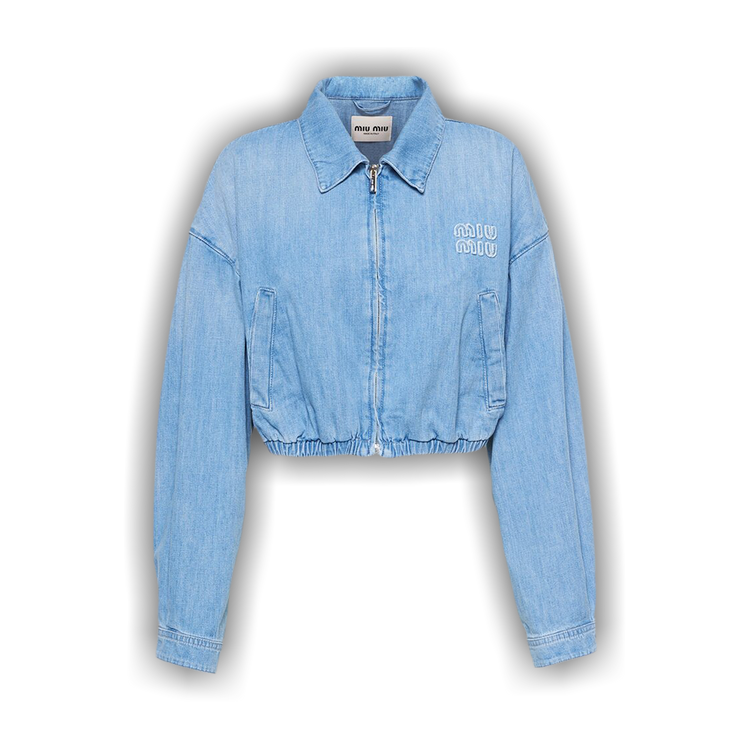 Buy Miu Miu Denim Blouson Jacket 'Sapphire' - GWB169 12V6