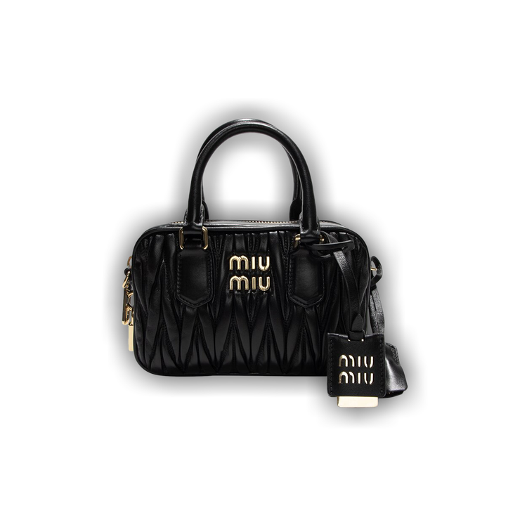 Miu Miu Matelassé Nappa Leather Top-handle Bag in Black