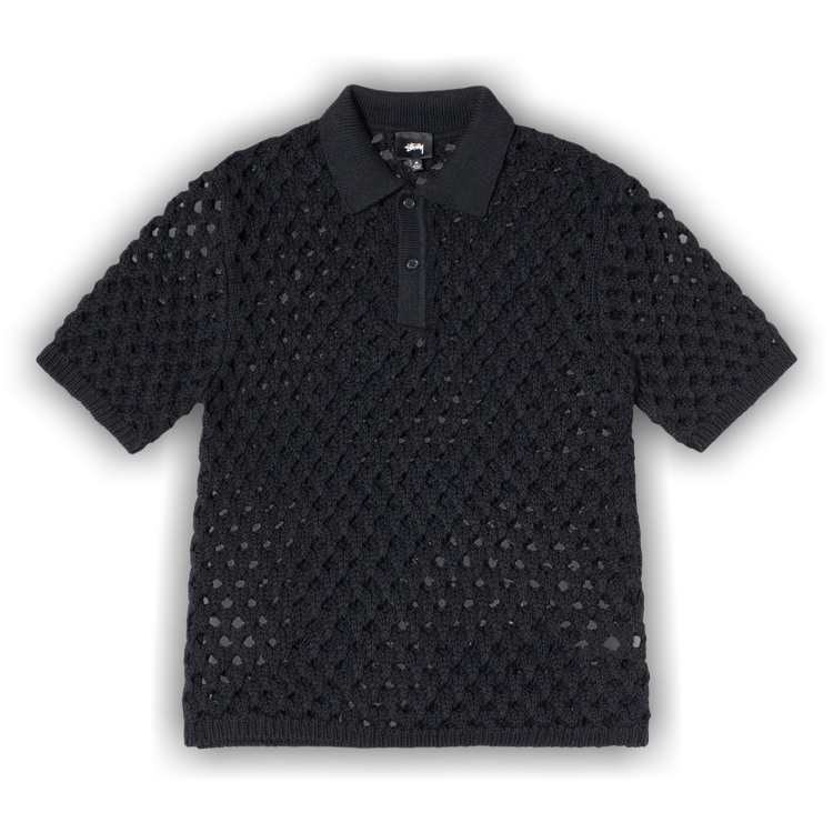 Buy Stussy Big Mesh Polo Sweater 'Black' - 117178 BLAC | GOAT