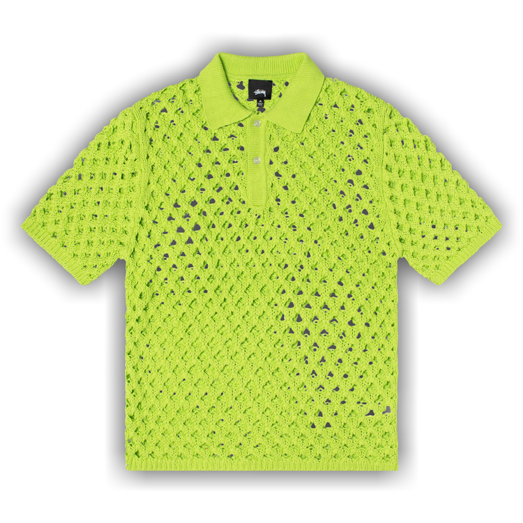 Buy Stussy Big Mesh Polo Sweater 'Lime' - 117178 LIME | GOAT