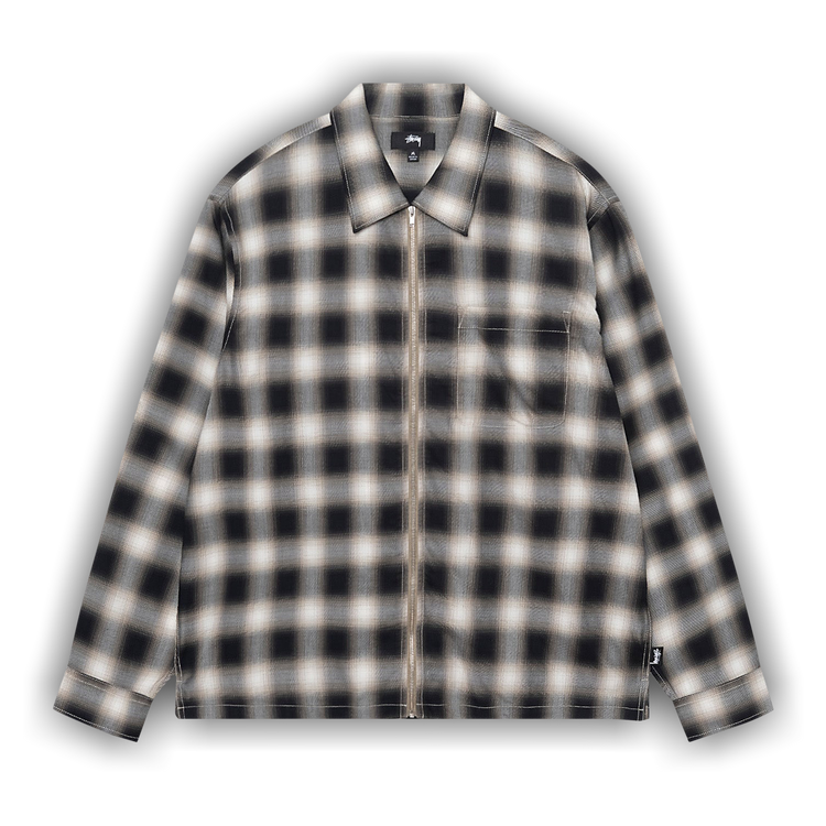 Buy Stussy Eddie Plaid Zip Shirt 'Black' - 1110286 BLAC | GOAT UK