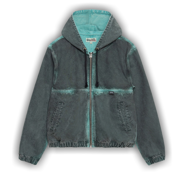 Buy Stussy Spray Dye Hooded Work Jacket 'Black' - 115705 BLAC | GOAT