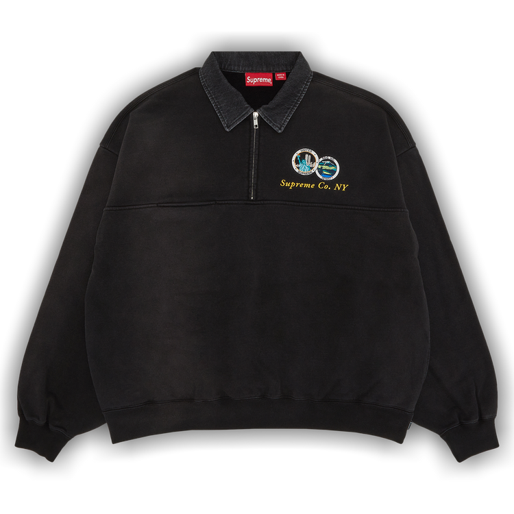 Buy Supreme Denim Collar Half Zip Sweatshirt 'Black' - SS23SW22 BLACK | GOAT