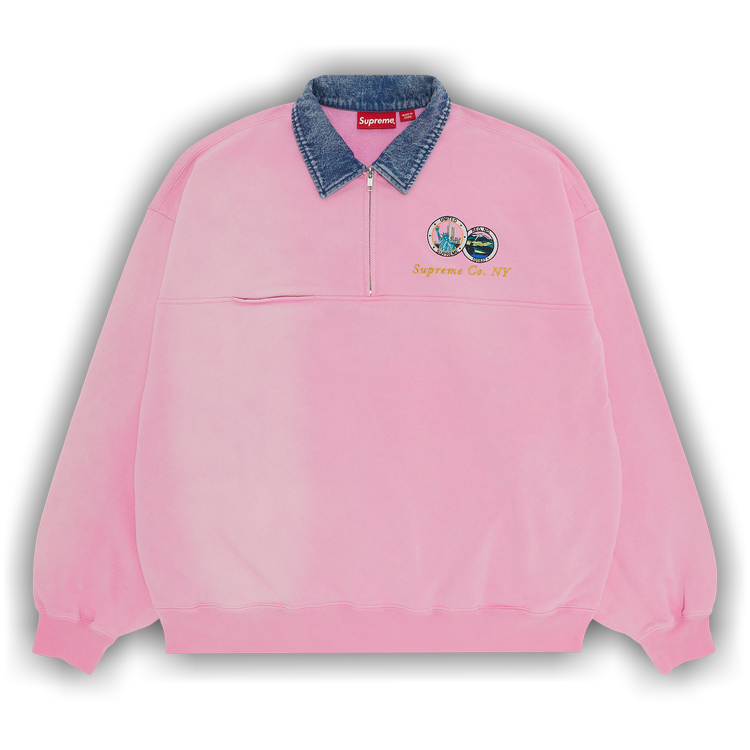 Buy Supreme Denim Collar Half Zip Sweatshirt 'Pink' - SS23SW22