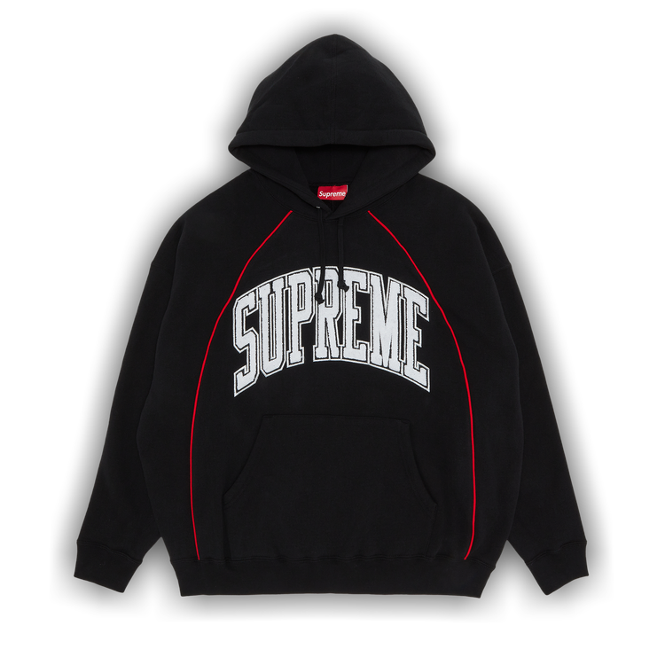 Supreme Boxy Piping Arc Hooded Sweatshirt 'Black'