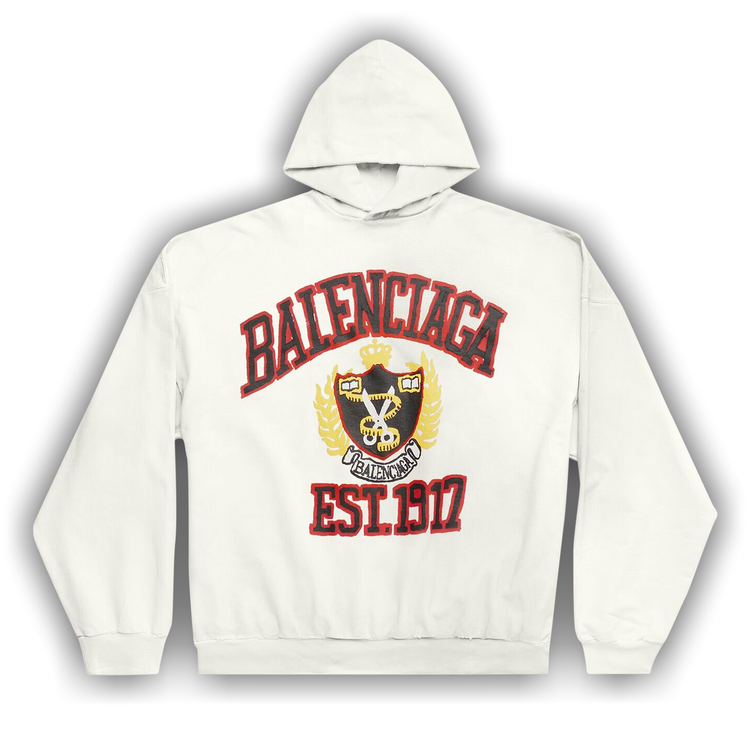 Buy Balenciaga College Popover Hoodie 'Dirty White' - 744463 TOVK2