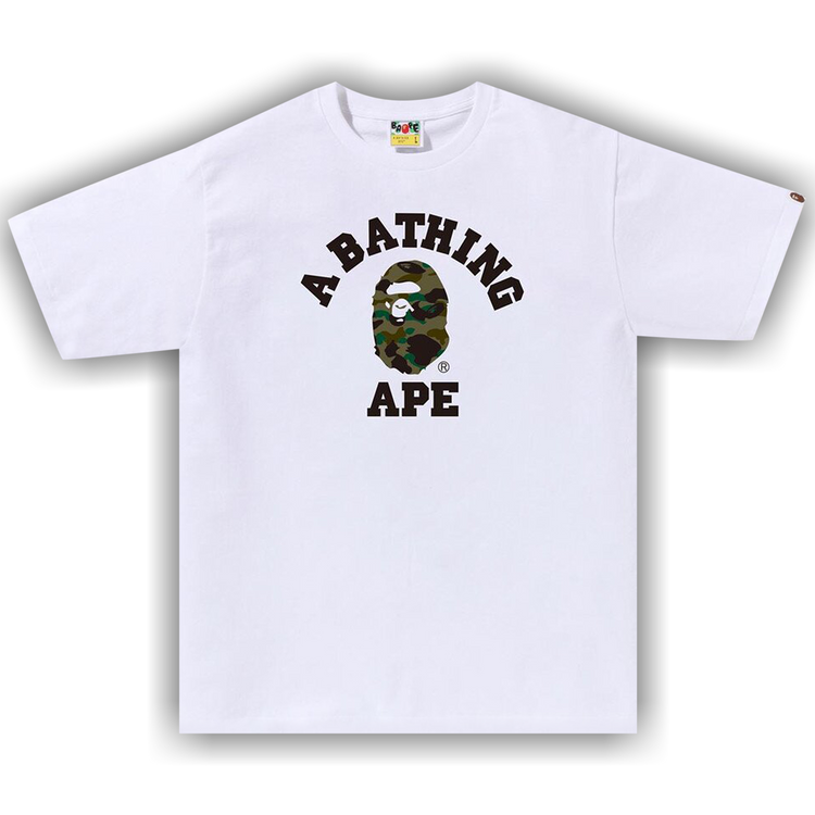 Buy BAPE 1st Camo College Tee 'White/Green' - 1J30 110 010 WHITE