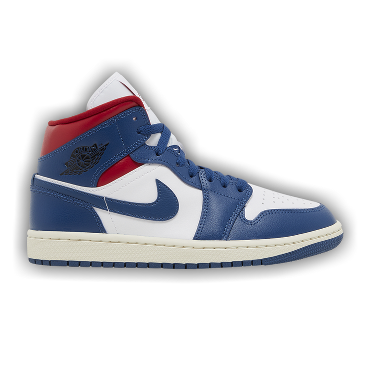スニーカー Nike Air Jordan 1 Mid French Blue Gym Red WHITE/FRENCH BLUE Nike Womens Air Jordan 1 Mid (White/French Blue/Gym Red