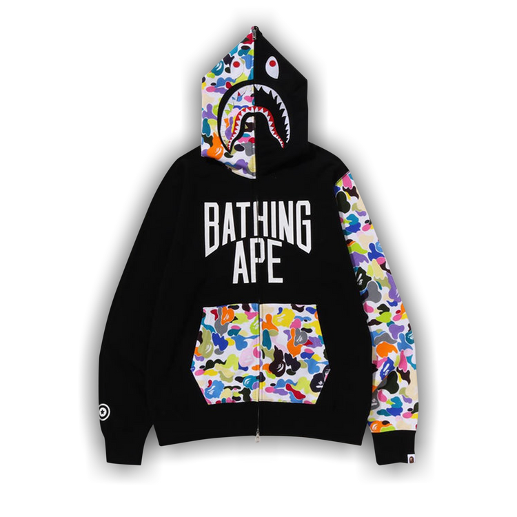Buy BAPE Multi Camo NYC Logo Shark Full Zip Hoodie 'Black' - 1J20