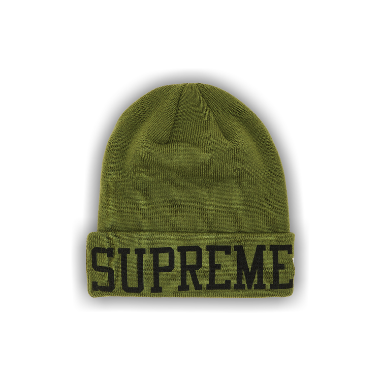Buy Supreme x New Era Varsity Beanie 'Olive' - FW23BN37 OLIVE | GOAT