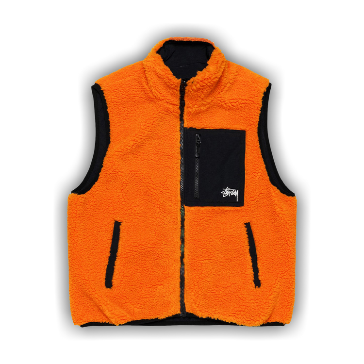 Buy Stussy Sherpa Reversible Vest 'Tangerine' - 118528 TANG | GOAT