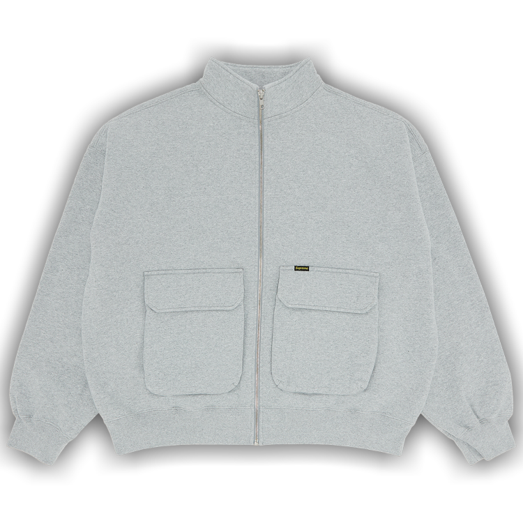 Buy Supreme Cargo Pocket Zip Up Sweatshirt 'Heather Grey ...
