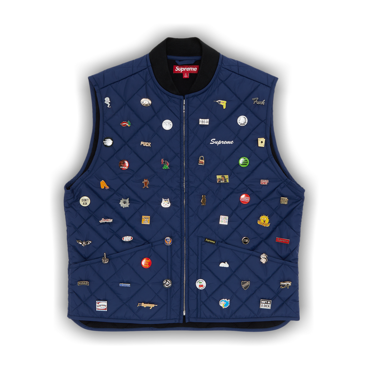 Buy Supreme Pins Quilted Work Vest 'Navy' - FW23J92 NAVY | GOAT