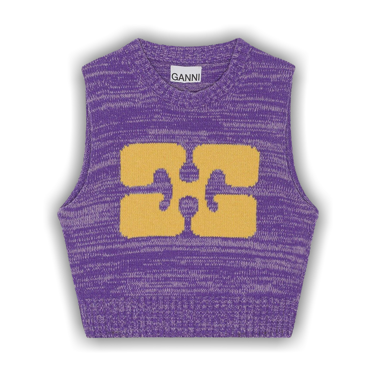 Ganni GRAPHIC CROPPED VEST - Gray | Garmentory