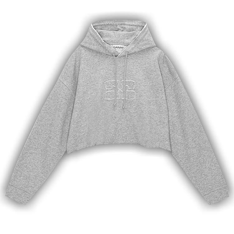 『3年保証』 GANNI Buy Isoli T3567 - 'Melange' Hoodie Oversized Cropped トップス