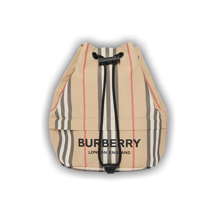 Buy Burberry Logo Print Icon Stripe Drawcord Pouch Archive Beige
