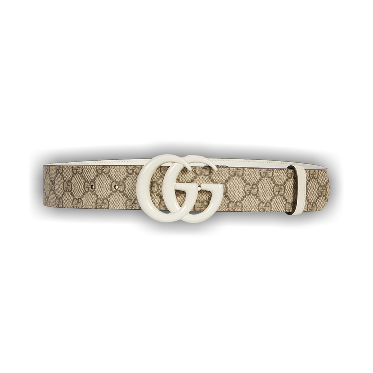 Gucci Beige Blue Supreme Belt With Silver Buckle for Sale in