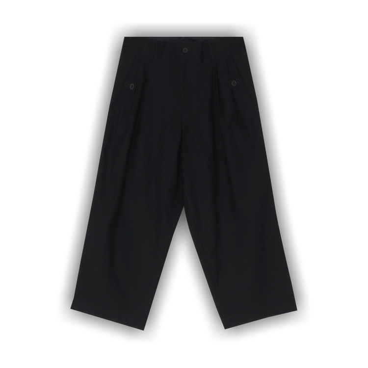 Buy Yohji Yamamoto Twill Pants With Tab Detail 'Black' - HJ P11