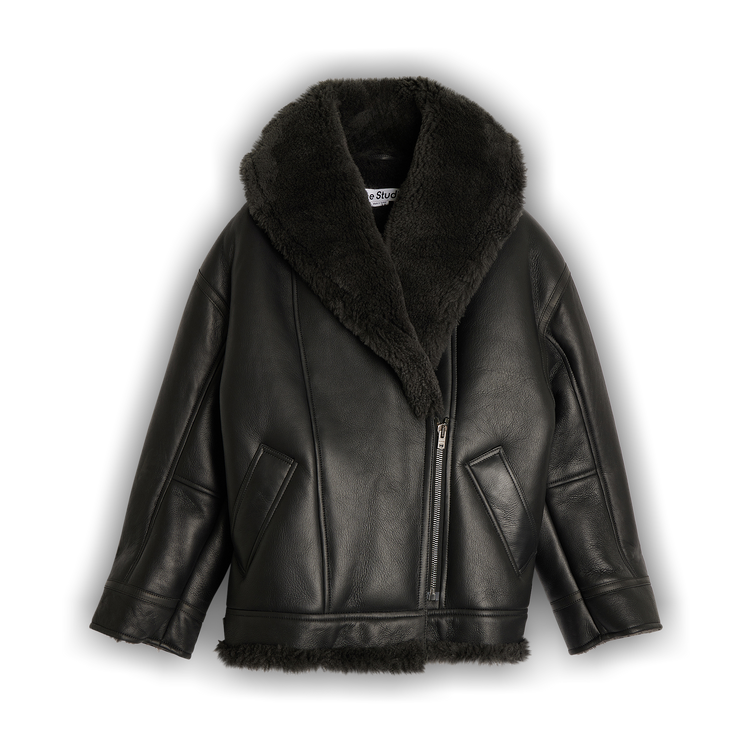 Buy Acne Studios Leather Shearling Jacket Black A70149 GOAT BLAC GOAT