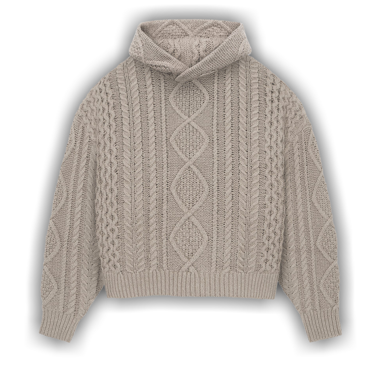 Buy Fear of God Essentials Cable Knit Hoodie 'Core Heather 