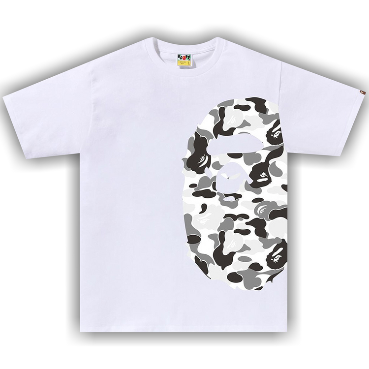 Buy BAPE ABC Camo Side Big Ape Head Tee 'White/Grey' - 1J80 Buy BAPE ABC Camo Side Big Ape Head Tee 'White/Grey' - 1J80