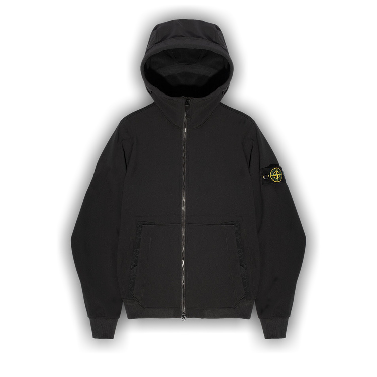 Buy Stone Island Soft Shell Hooded Jacket 'Black' - 7715Q0122