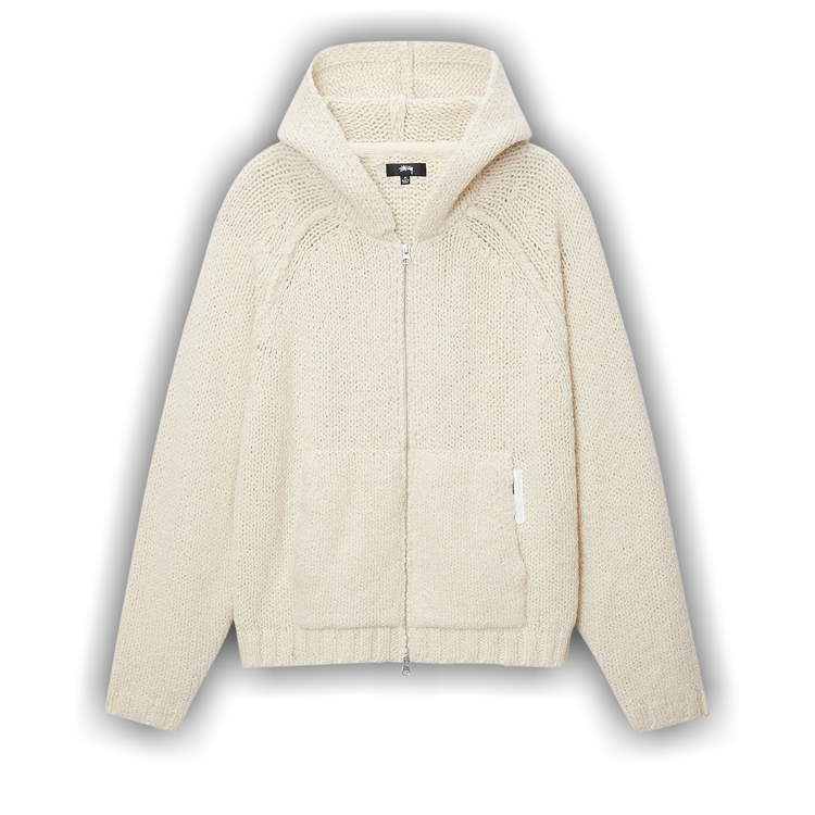 Size xl Stussy Chunky Knit Zip Hoodie 'Ivory'