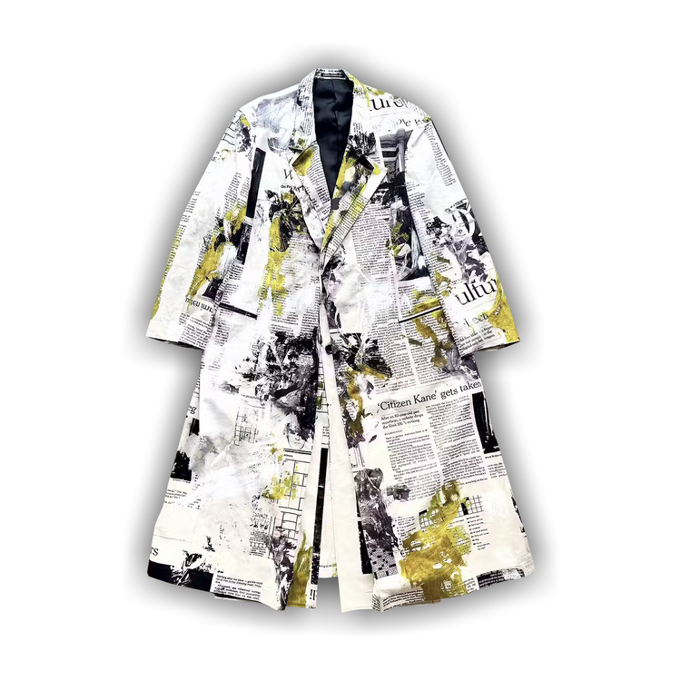 Buy Yohji Yamamoto x Yuuka Asakura Newsprint Trench Coat 'White