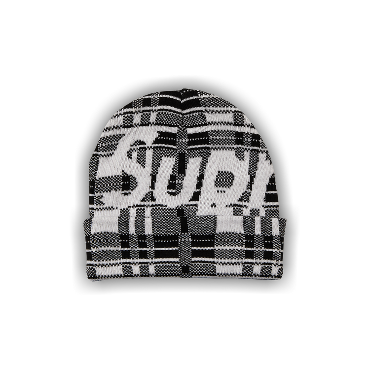 Supreme Big Logo Beanie 'White Plaid'
