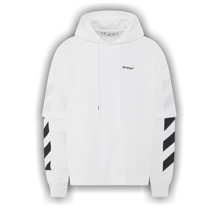 Buy Off-White Diagonal Helvetica Double Hooded T-Shirt 'White