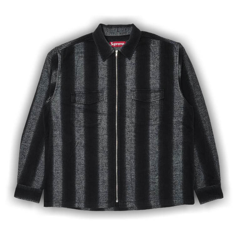 Buy Supreme Stripe Flannel Zip Up Shirt 'Black' - FW23S44 BLACK ...